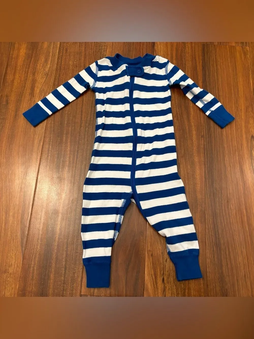 Hanna Andersson blue/white stripe footless pajamas